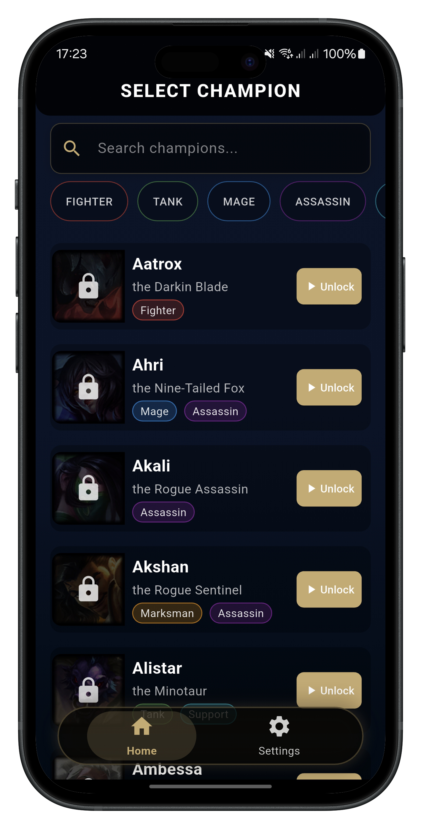 Champion Select Screen