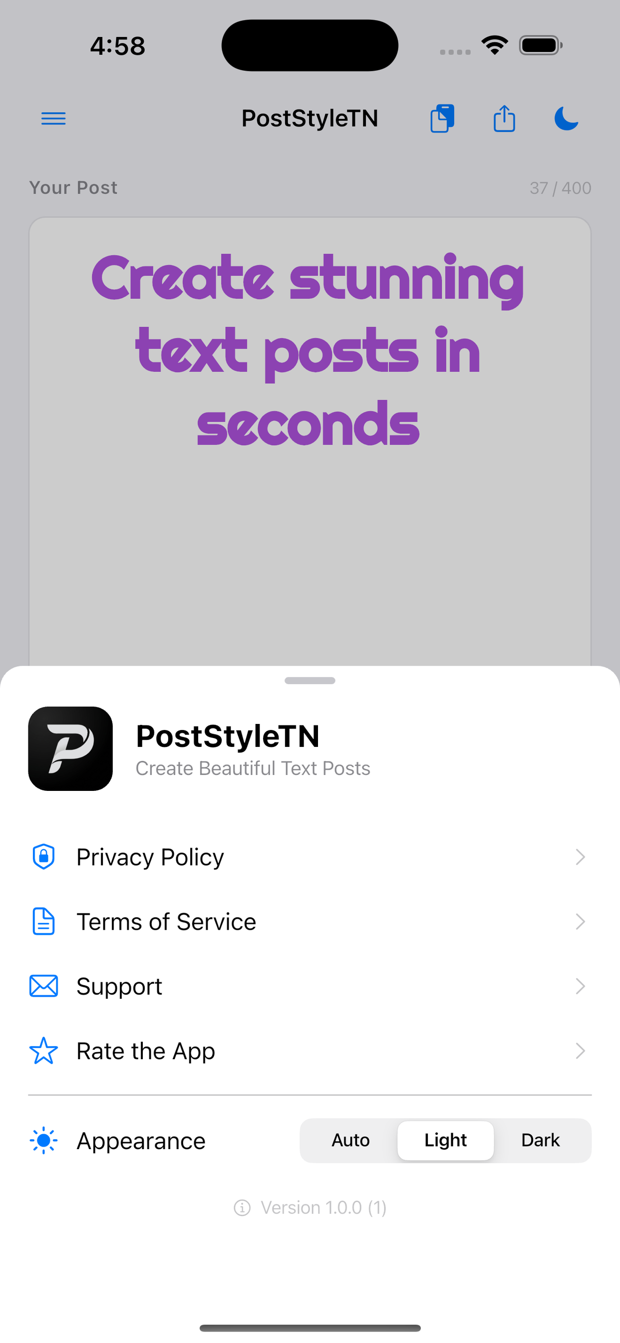 PostStyleTN settings