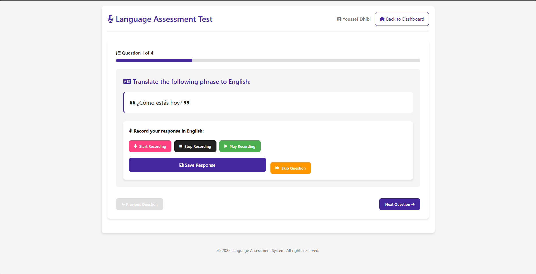 Language test Quiz DEMO