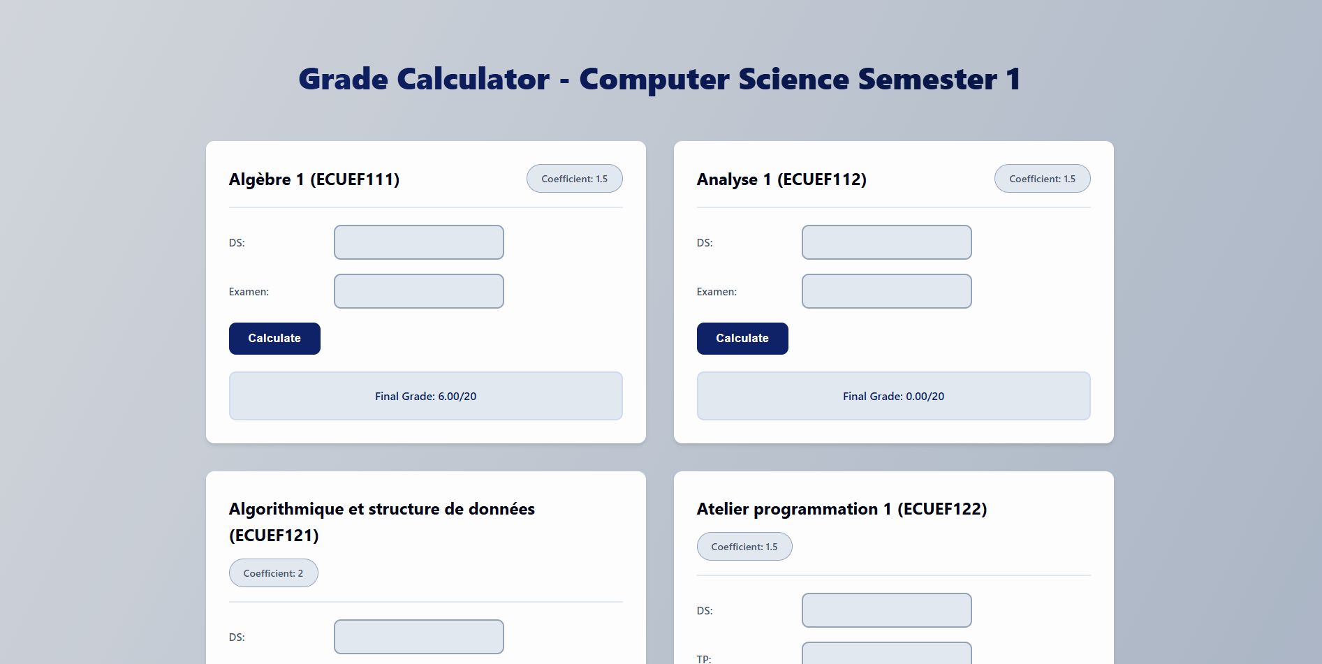 university grade calculator